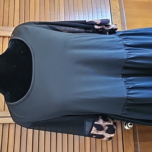 Black & leopard animal print slip over dress easy care Plus 2XL elastic waist - Picture 6 of 11